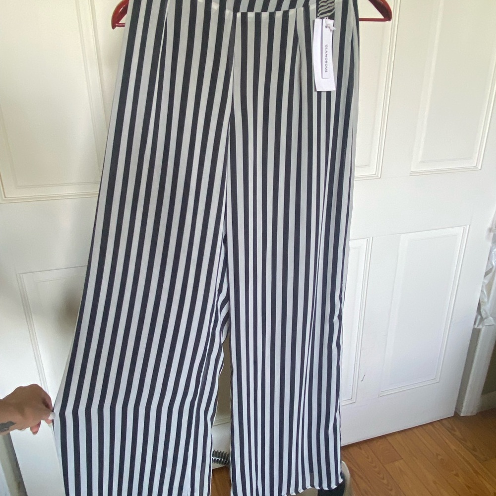 Striped Wide-Leg Pants